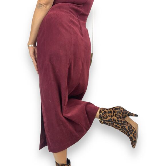 90's maroon microfiber suede dress with slit by R.J. & CO. - Picture 7 of 10